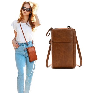Women Pouch Bag PU Leather Mobile Phone Bag Crossbody Purse Wallet Shoulder Bag