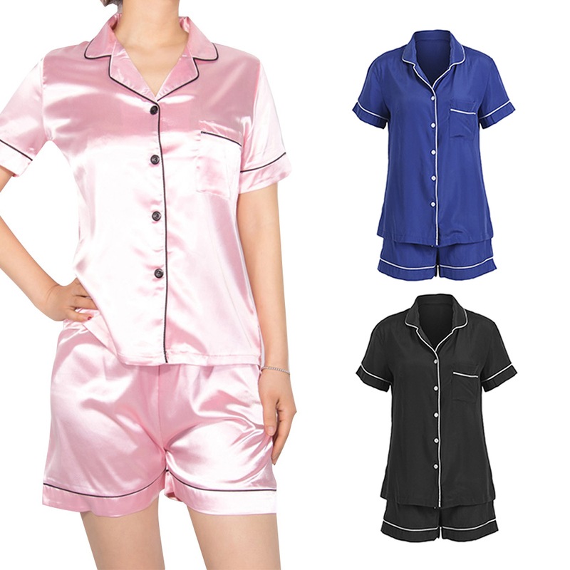 Buy Women Sleepwear Set Comfortable Pajamas Set Soft Short Sleeve Top