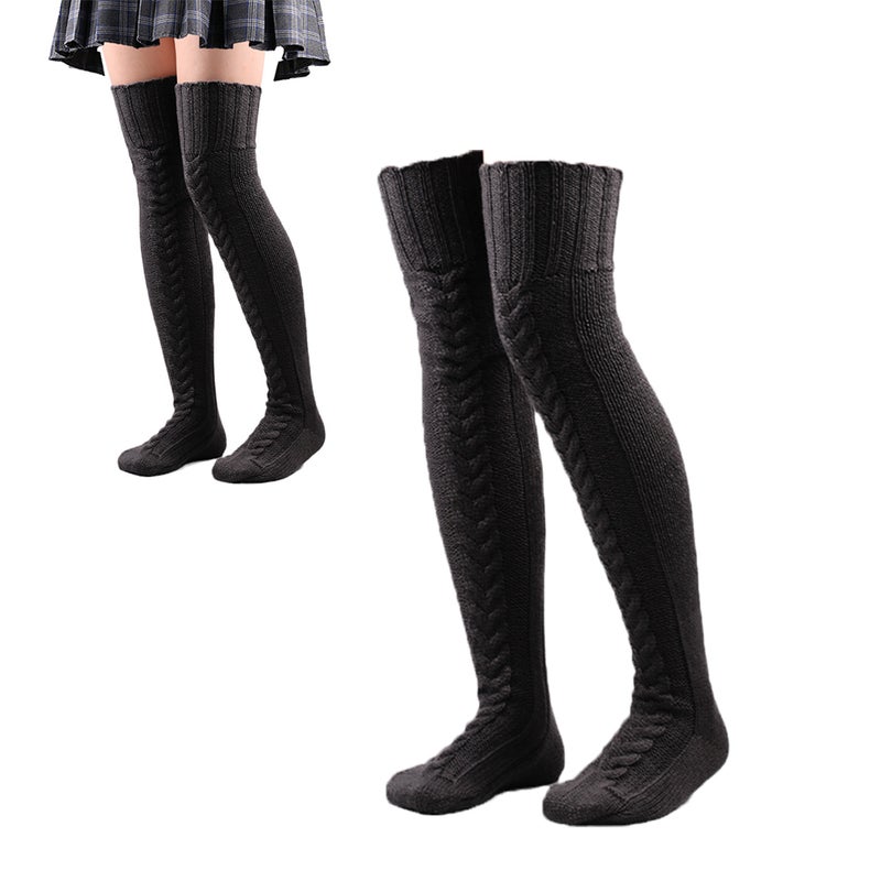 2pcs/set Women's Vintage Button Knitted Leg Warmers For Fall/winter
