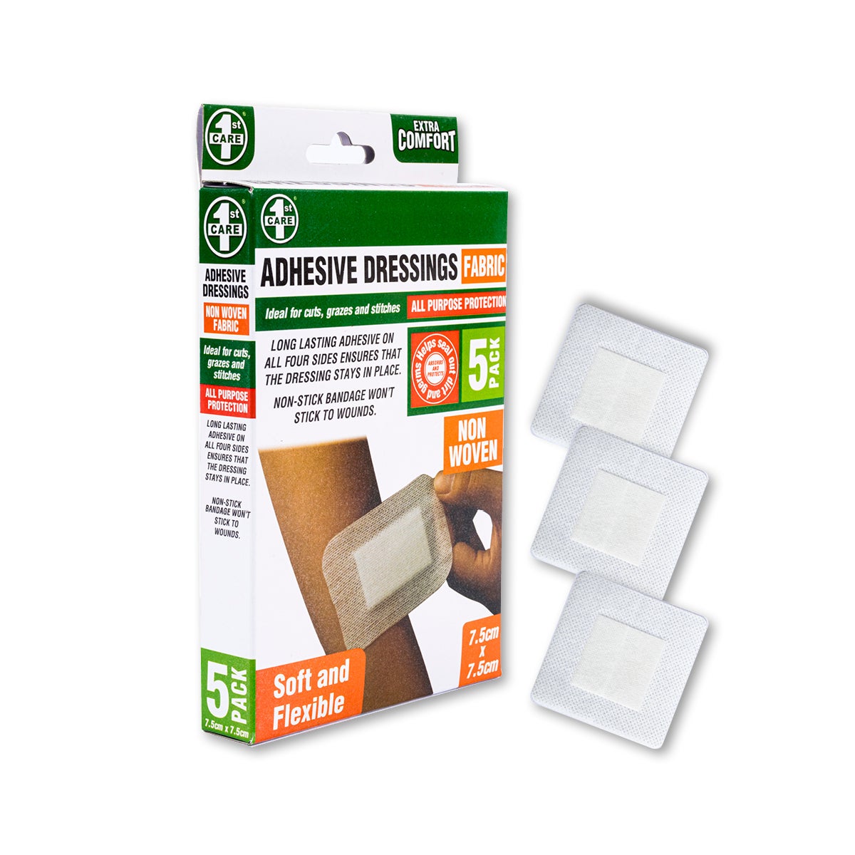 1st Care® 15PCE Bandage Dressing Adhesive Fabric Non-Stick Sterile 7.5 x 7.5cm