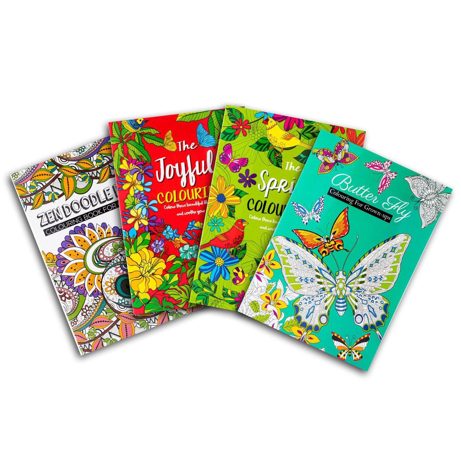 Office Central 4PK Adult Colouring Books A4 Size Fun Relaxing Mindfulness Florals Patterns