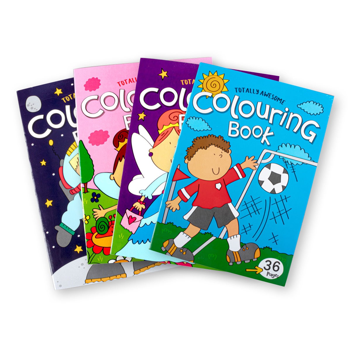 Office Central 4PK Colouring Books Sport Princess Space Fairy Themes Fun Relaxing Creative 36PG