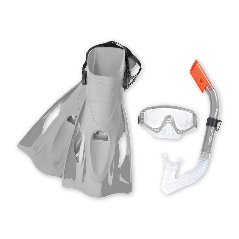 Bestway® Snorkel & Flipper Set Grey Polycarbonate Mask Streamline