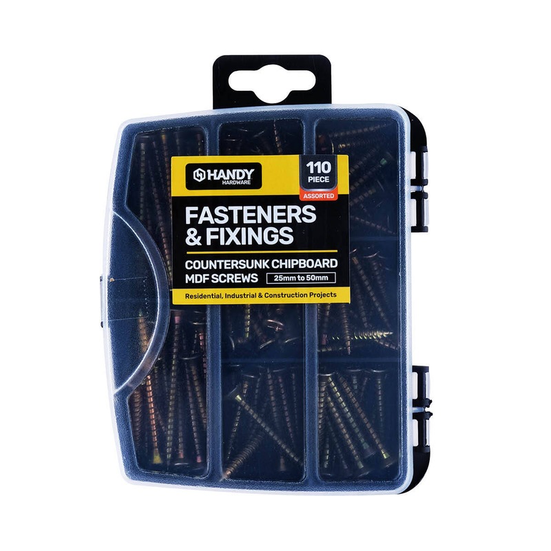 Buy Handy Hardware 440PCE Countersunk Chipboard MDF Screws In Case Various Sizes MyDeal
