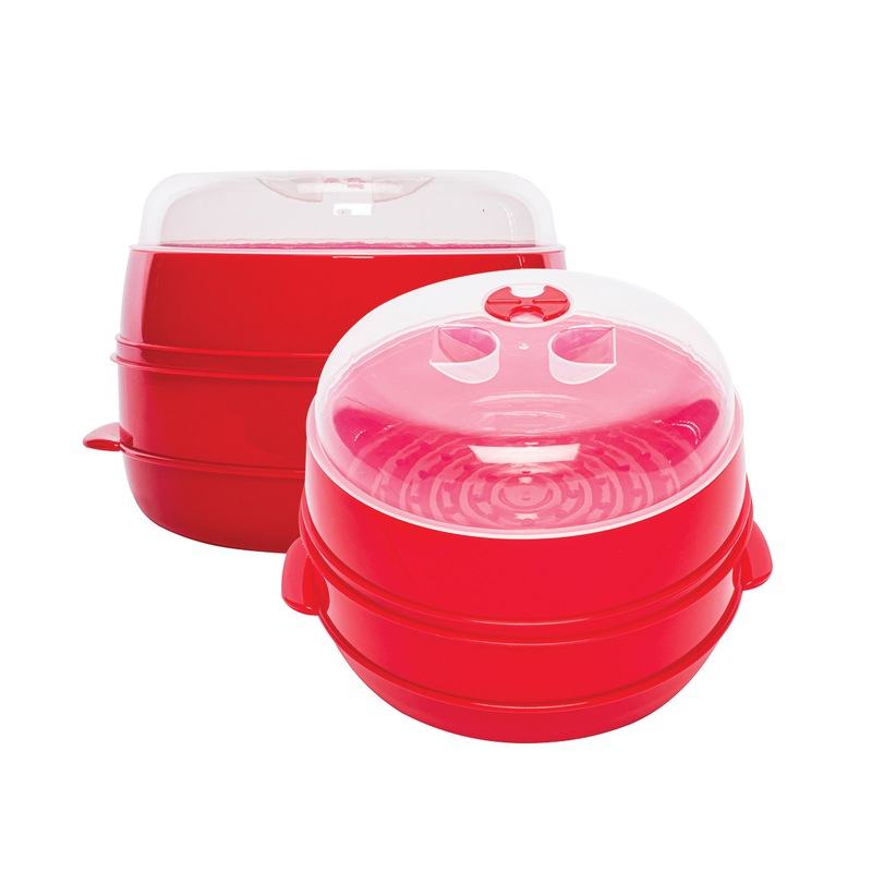 Buy Home Master® 12PCE 2 Tier Microwave Steamer Freezer Safe 25 x 17cm MyDeal