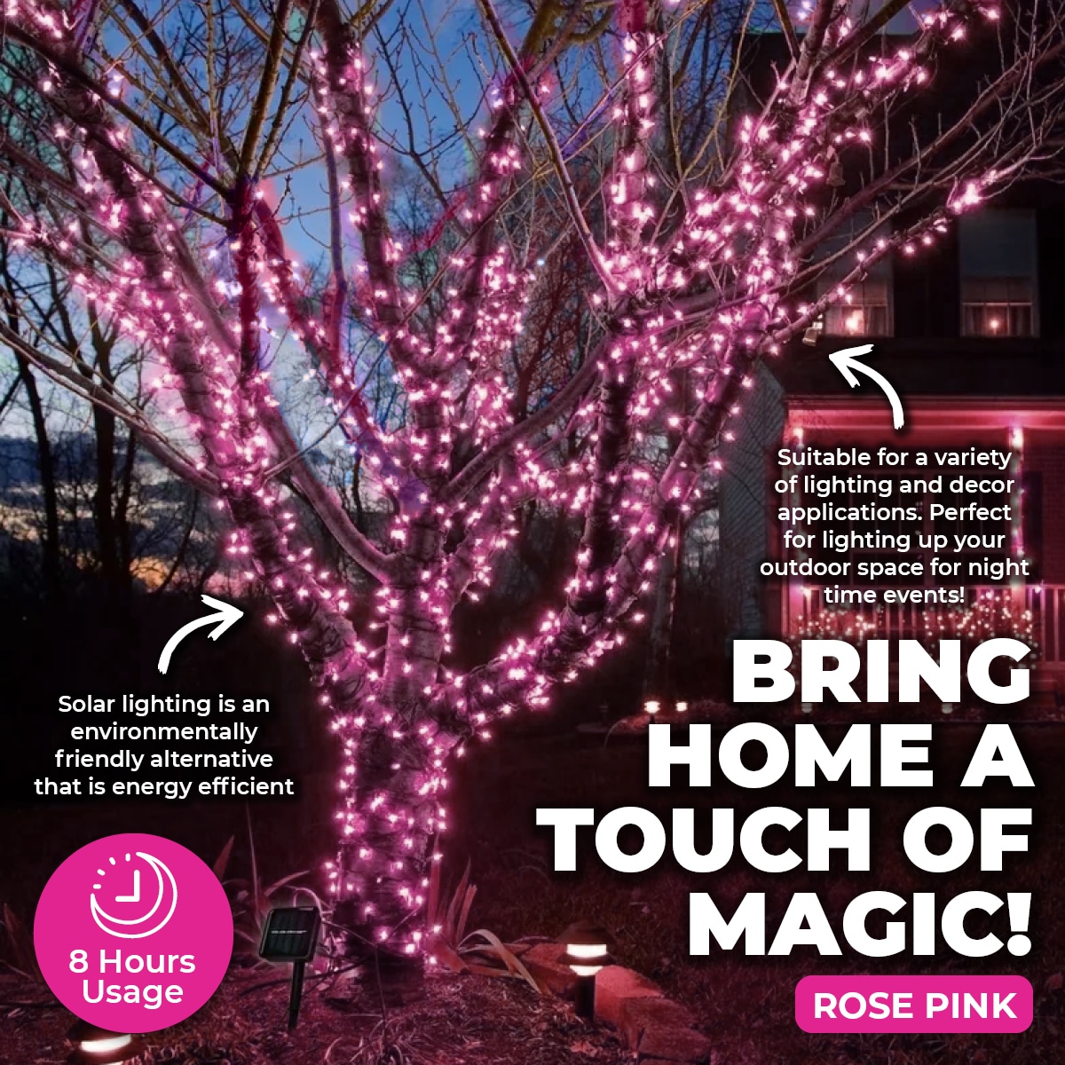 Pink solar fairy deals lights