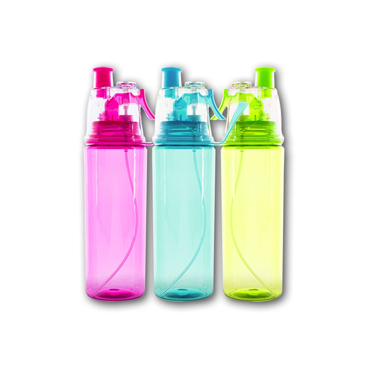 Home Master 3PK Drink Bottle With Misting Spray Carry Loop Value Pack 600ml