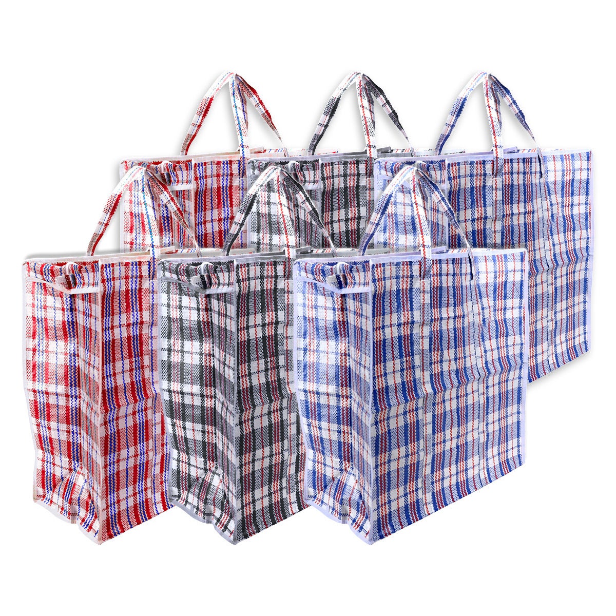 Home Master 6PK Shopping Bags Zip Top Strong Durable Tartan Design 53 x 49cm