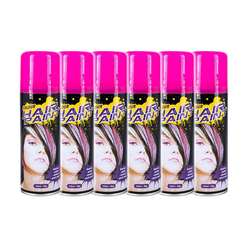 Buy Party Central 6PCE Hair Spray Paint Hot Pink Long Lasting Non Sticky 125ml MyDeal