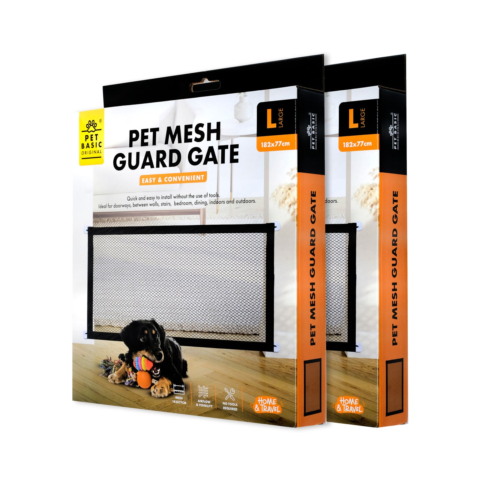 Pet Basic® 2PCE Pet Guard Gate Mesh Bite Resistant Doorways Stairs 76 x 182cm 