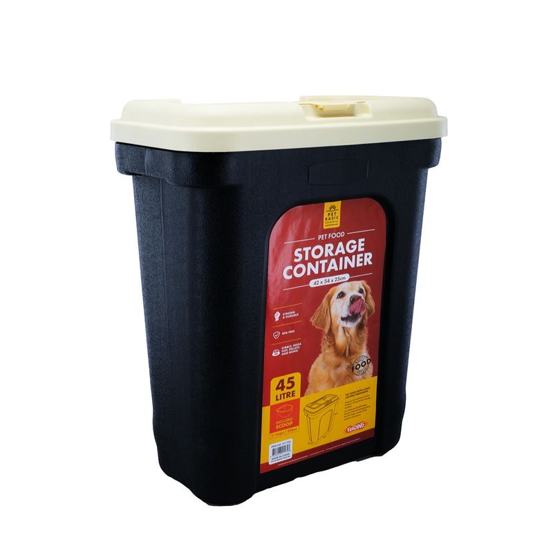 Buy Pet Basic® 8PCE 45L Dry Food/Kibble Storage Container Includes Scoop 54 x 42cm MyDeal