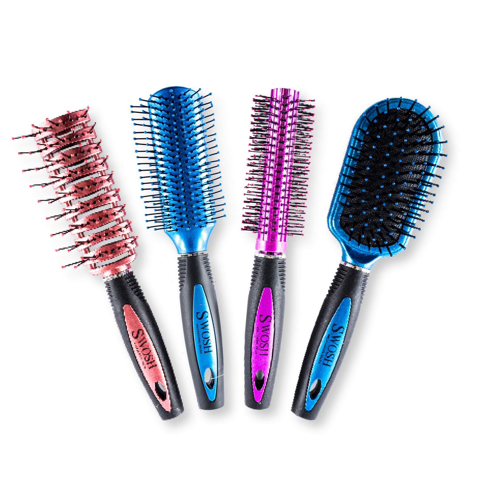 Swosh 4PK Hair Brushes Salon Design & Quality Soft Flexible Bristles