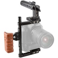 CAMVATE Universal Cage with Top Handle, Wooden Handgrip and 7.8" SideRod for larger DSLR Cameras
