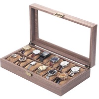 12-slot PU Leather Watch Box/Storage Organizer with Large Windows Plated Metal Hardware