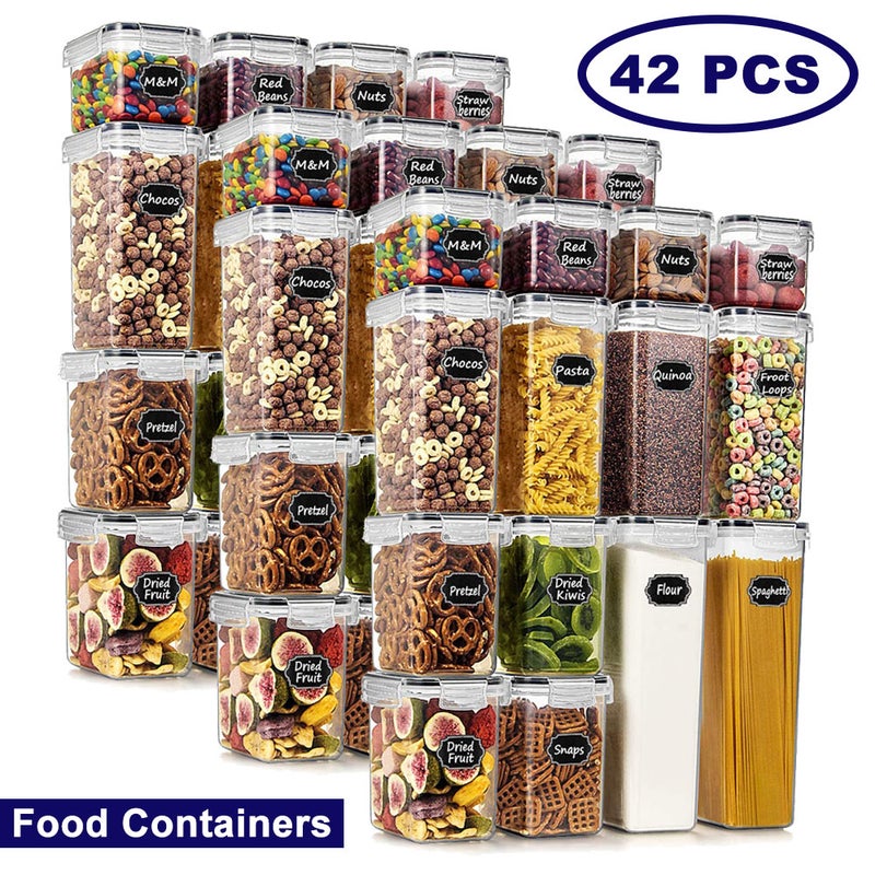 42PCS Airtight Food Storage Containers Kitchen Dry Food Pantry