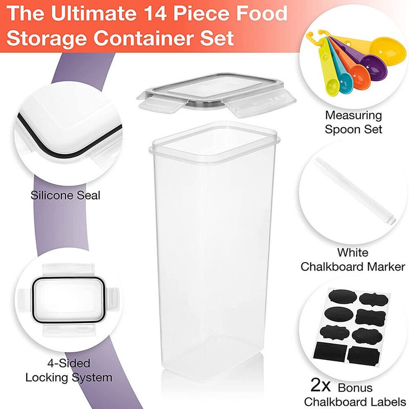 42PCS Airtight Food Storage Containers Kitchen Dry Food Pantry