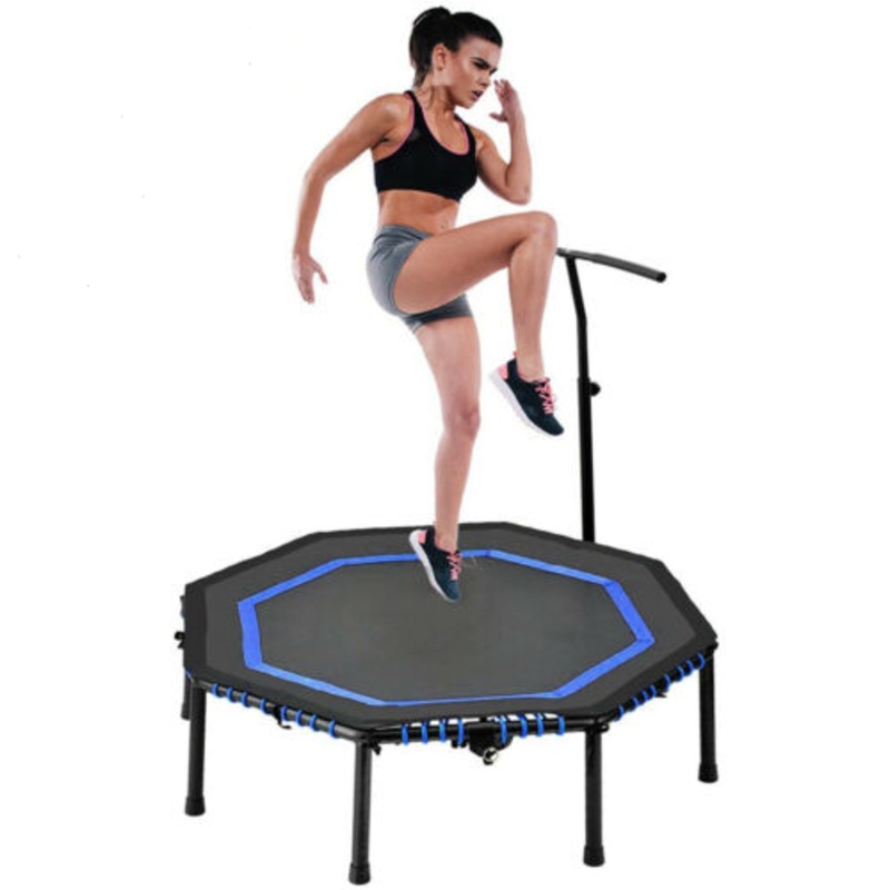 48 Inch Mini Trampoline Fitness Trainer Rebounder Handrail Cardio Home