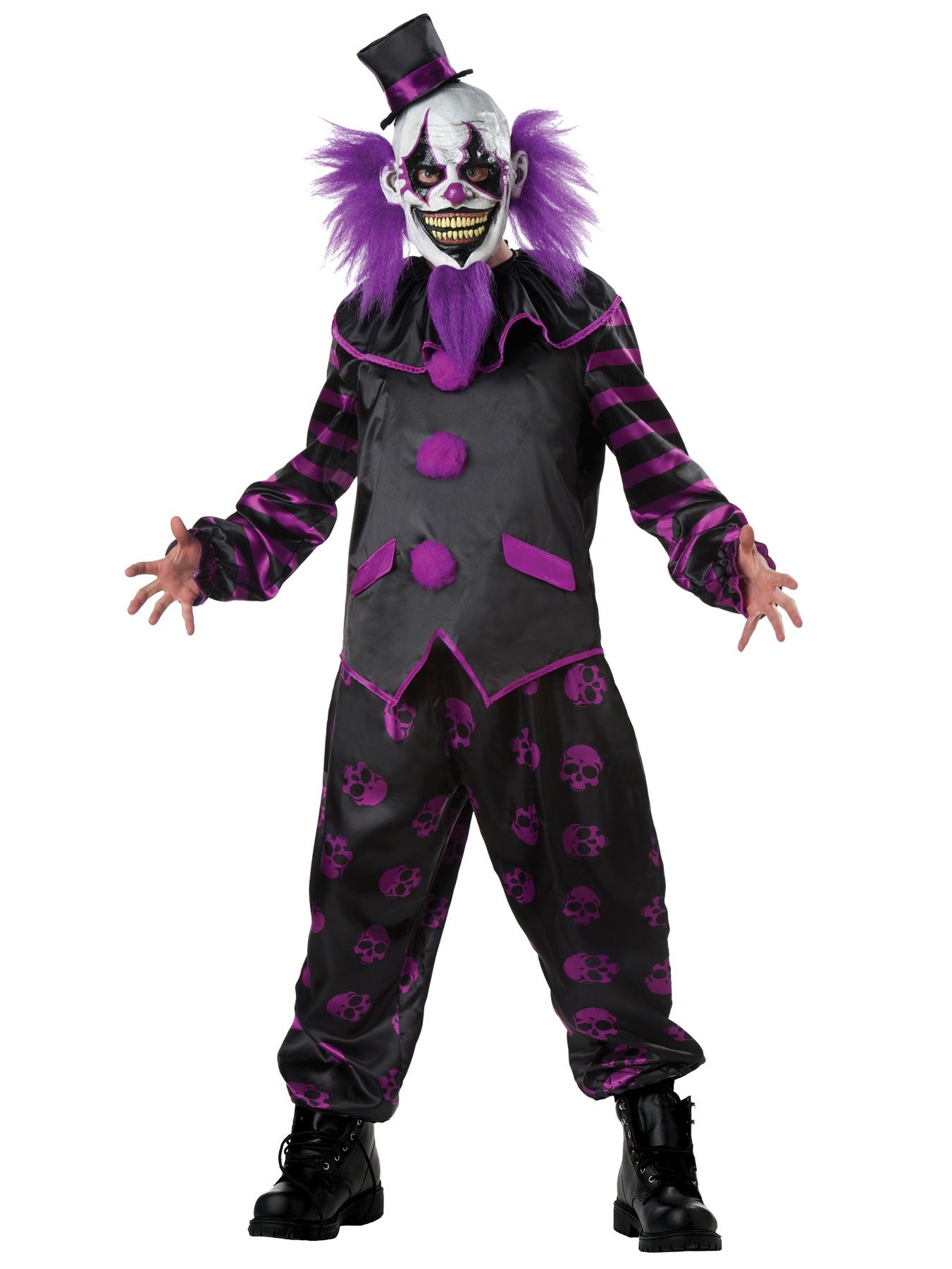 Hobbypos Bearded Clown Joker Jester Horror Creepy Evil Scary Halloween Mens Costume