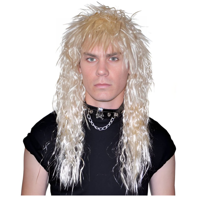 Buy Hobbypos 1980s Hard Rock Heavy Metal Headbanger Costume Men Wig ...