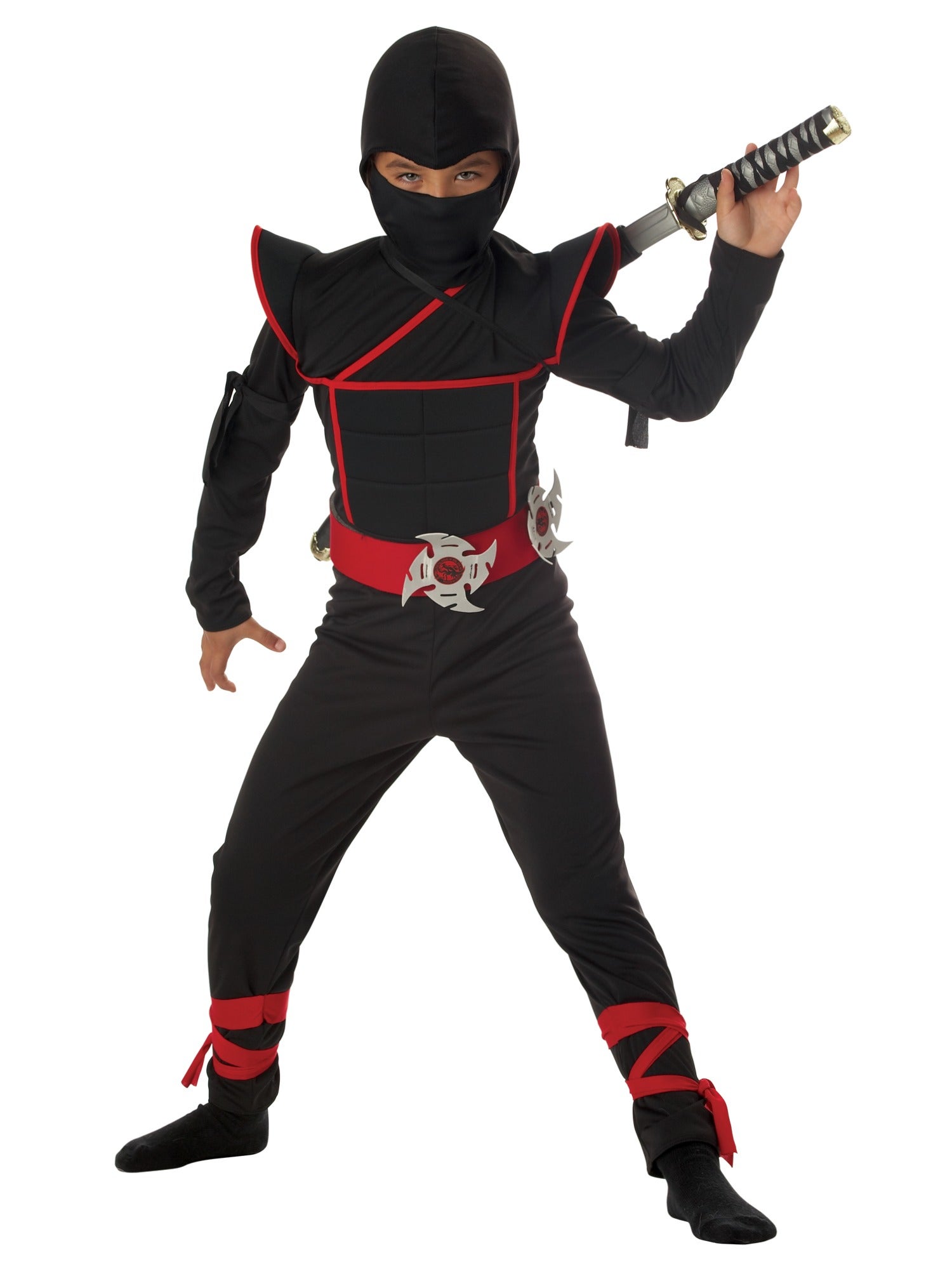 Hobbypos Stealth Ninja Assassin Japanese Warrior Black Red Book Week Boys Costume