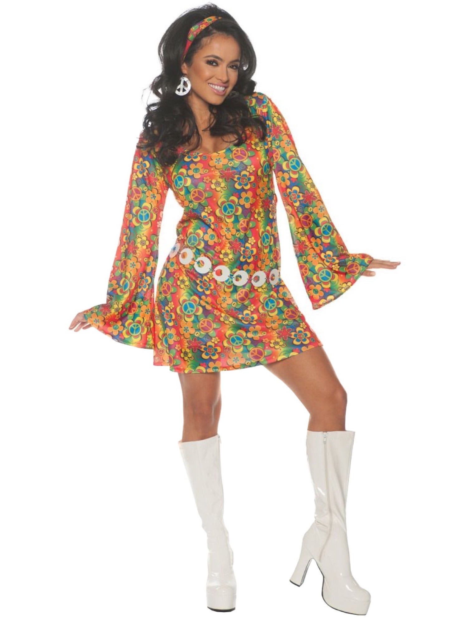 Hobbypos Summer Boogie 1960s Disco Retro Groovy Hippie Hippy Adult Womens Costume