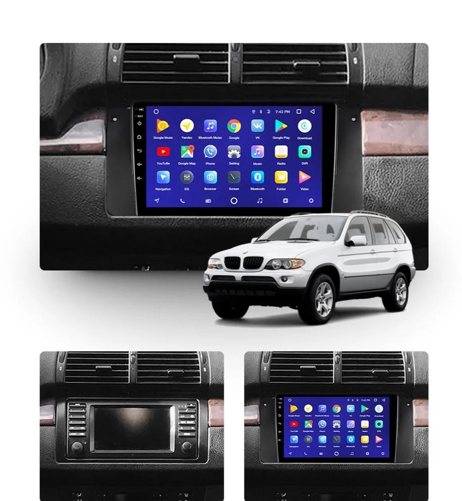 Car Dealz 10.2" Android 8.1 BMW X5 E39 E53 1999-2006 GPS Bluetooth Car Player Navigation Radio Stereo DVD Head Unit In Dash Plus OEM Fascia