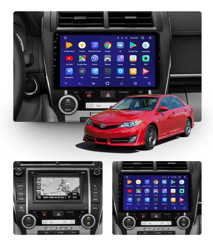 Car Dealz 10.2" Android 8.1 Toyota Camry 2012-2017 GPS Bluetooth Car Player Navigation Radio Stereo DVD Head Unit In Dash Plus OEM Fascia