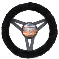 Sheepskin Steering Wheel Cover Black