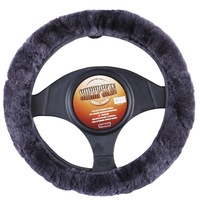 Sheepskin Steering Wheel Cover Charcoal