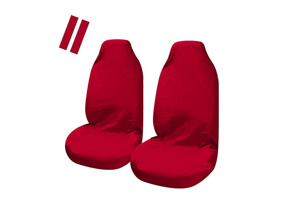 Universal Pulse Throwover Front Seat Covers - Bonus Seat Belt Buddies - Red