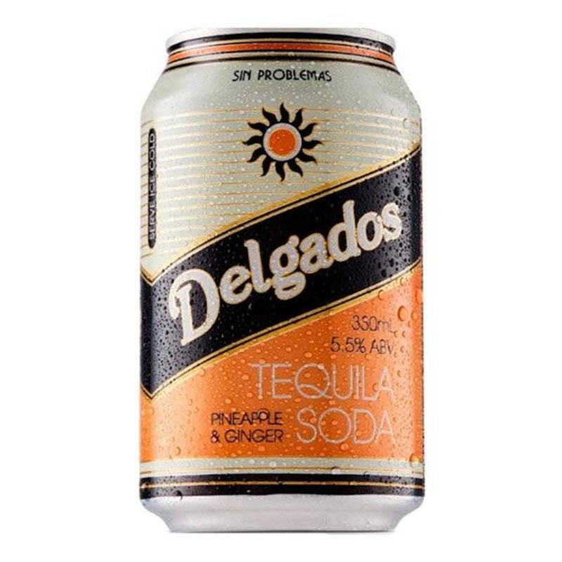 Delgados Pineapple & Ginger Tequila Soda Premix Cans 330ml Pack of 24