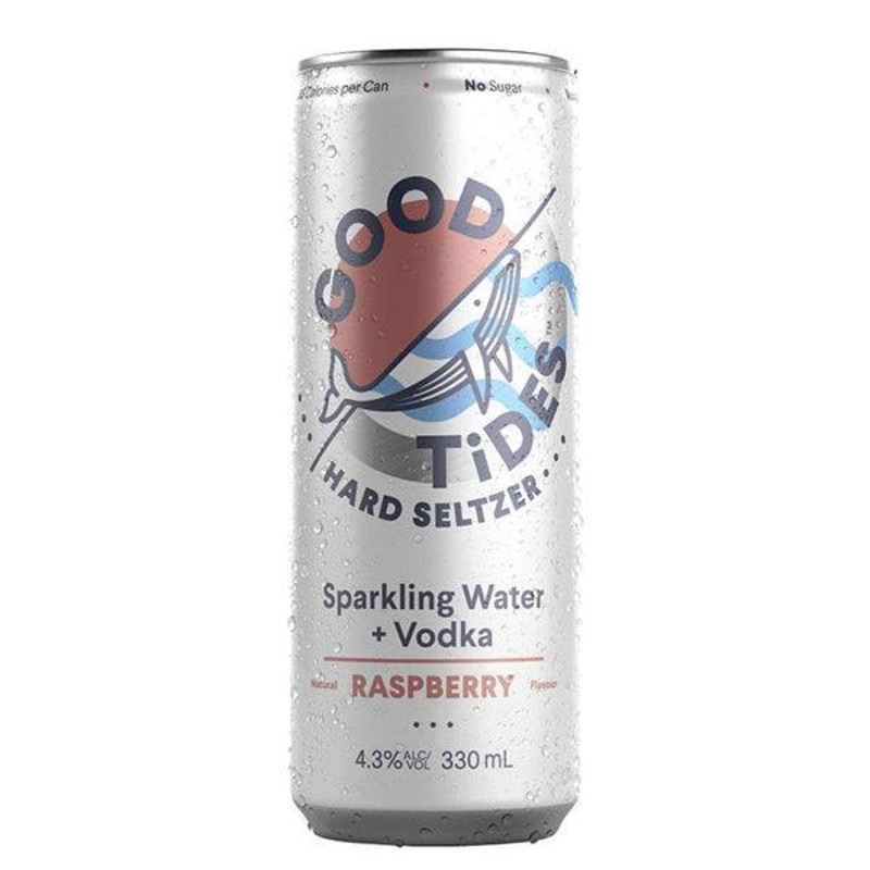 Buy Good Tides Raspberry Seltzer Cans 330ml Pack of 24 MyDeal
