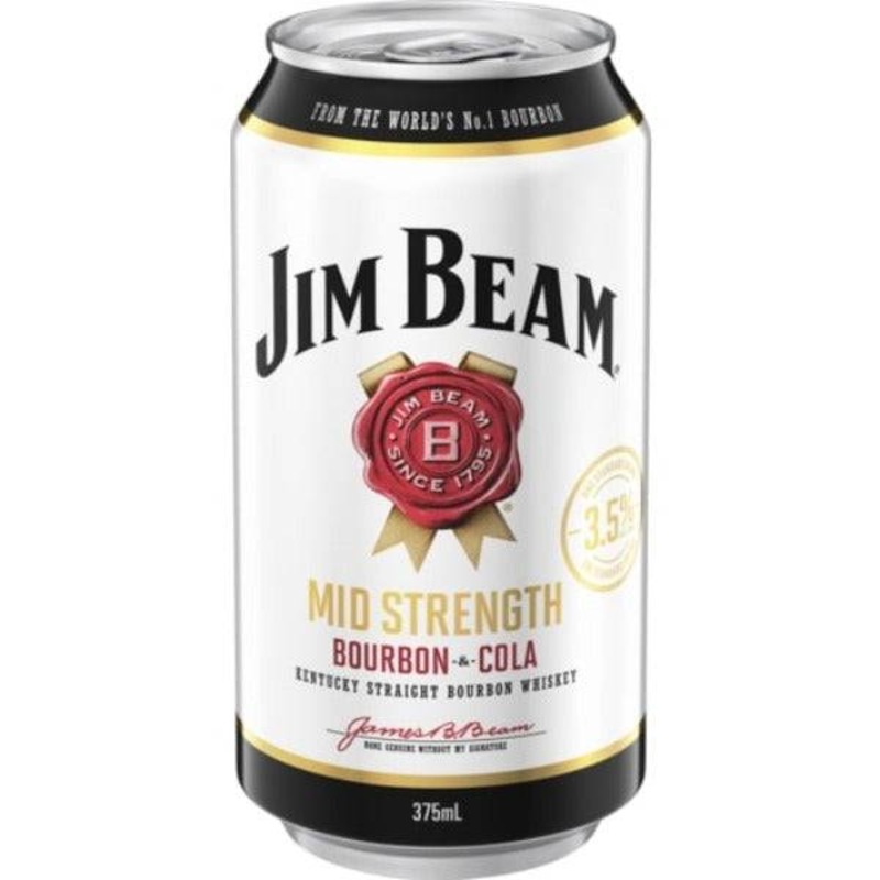 Buy Jim Beam White & Cola Mid Bourbon Premix Cans 375ml Pack of 24