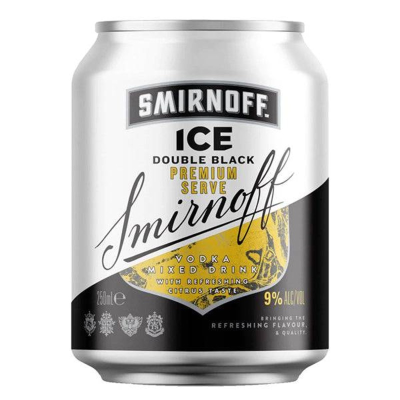 Buy Smirnoff Ice Double Black Premium Serve Vodka Cans 250ml Pack of