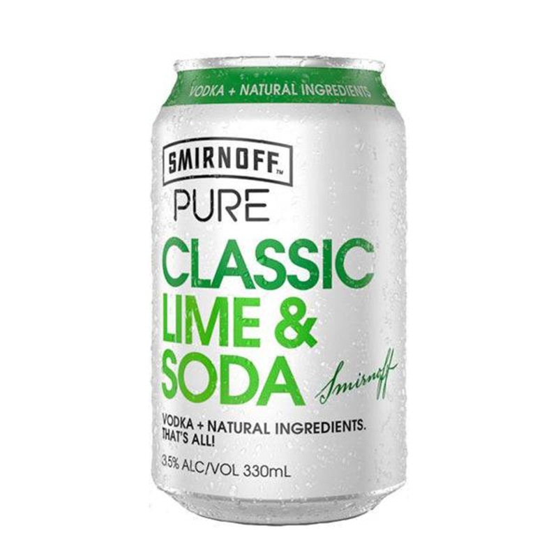 Buy Smirnoff Pure Lime and Soda Premixed Vodka Cans 330ml Pack of 30