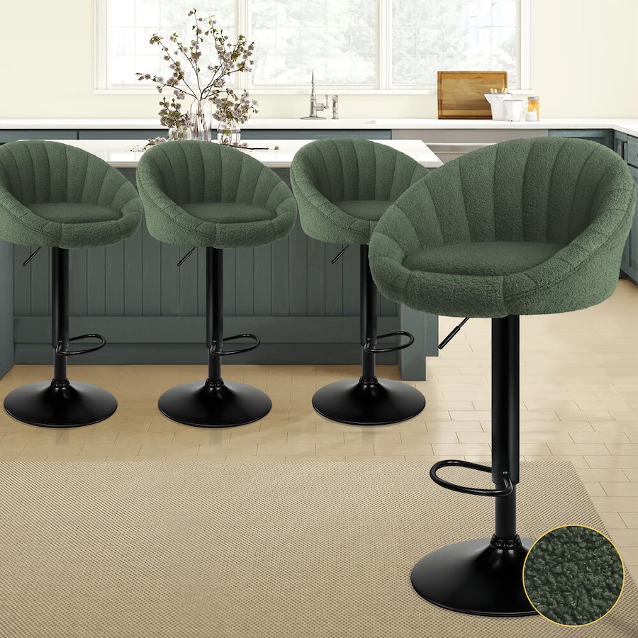 4x ALFORDSON Bar Stools Boucle Chair Green