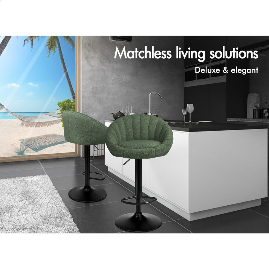 4x ALFORDSON Bar Stools Boucle Chair Green