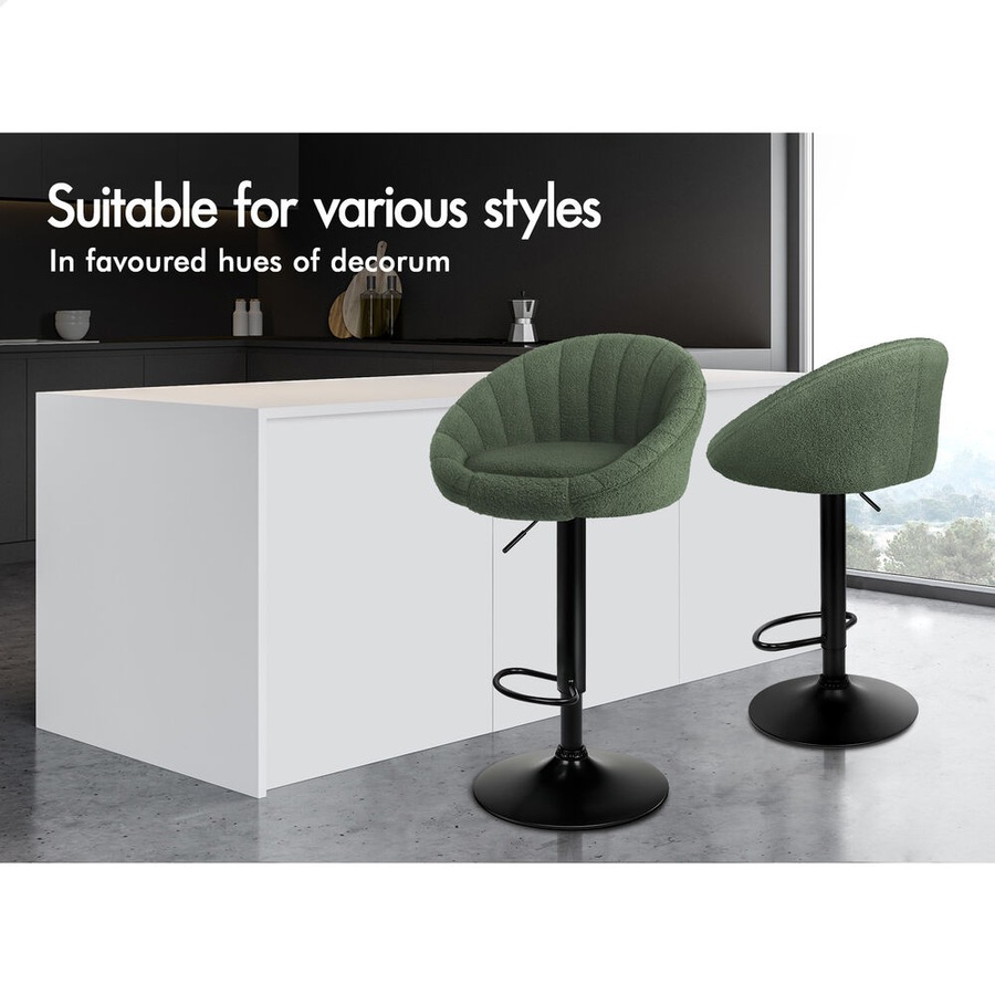 4x ALFORDSON Bar Stools Boucle Chair Green