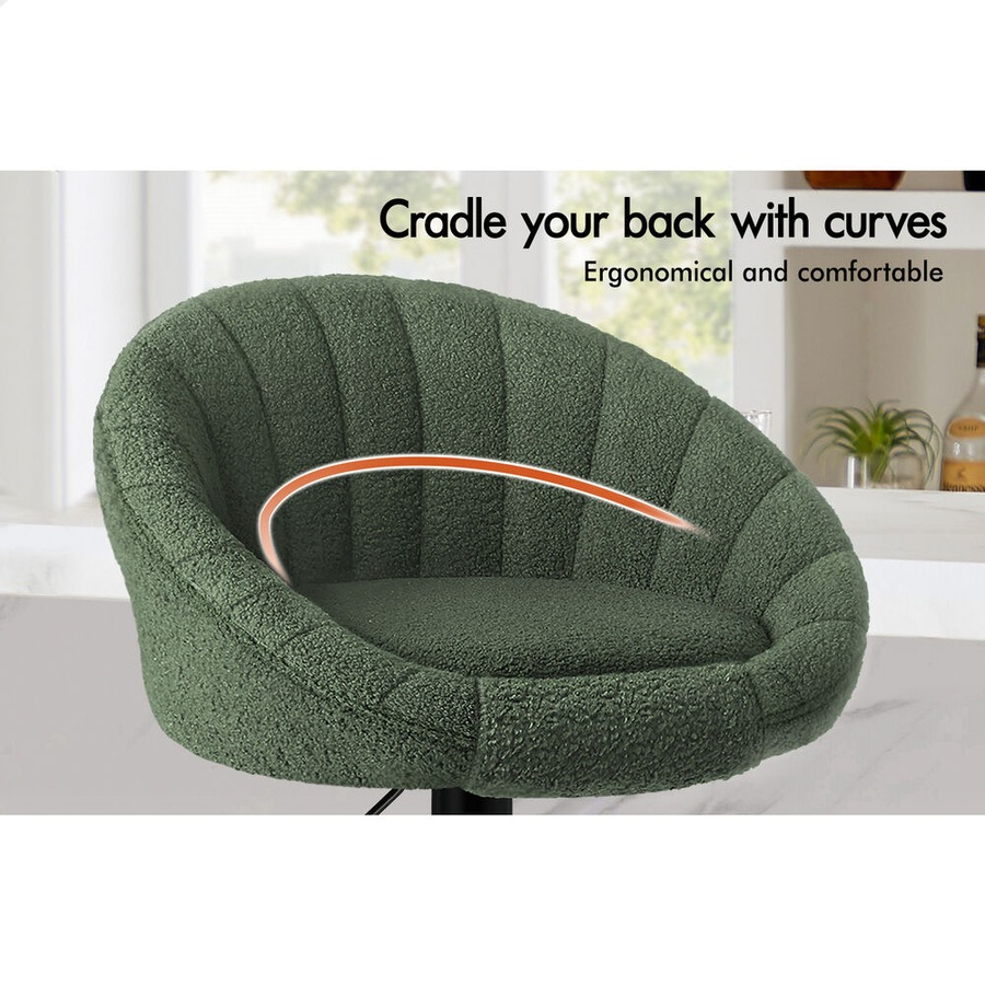 4x ALFORDSON Bar Stools Boucle Chair Green