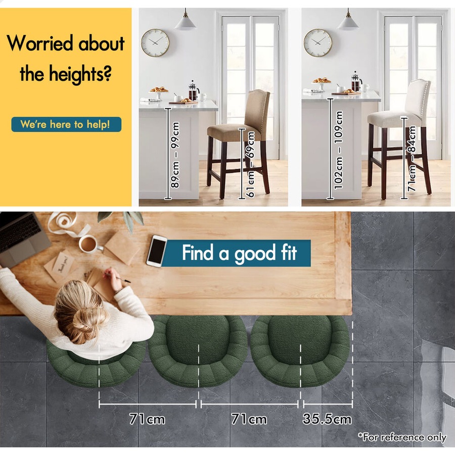 4x ALFORDSON Bar Stools Boucle Chair Green