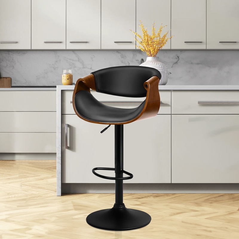 Buy ALFORDSON 1x Bar Stool Kitchen Swivel Chair Wooden Leather Gas Lift