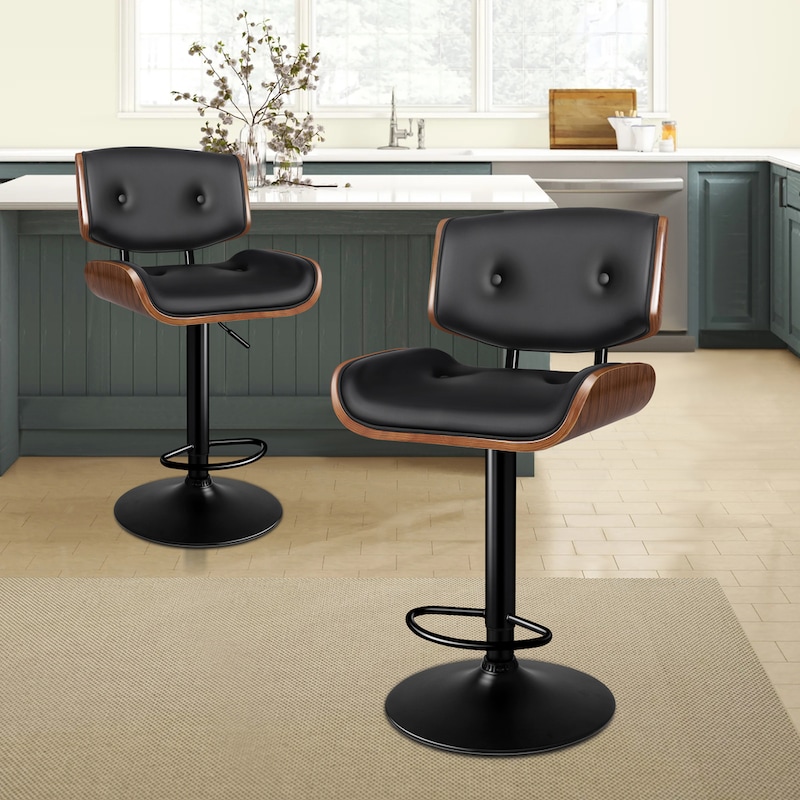 Buy ALFORDSON 2x Bar Stool Kitchen Swivel Chair Wooden Leather Gas Lift ...