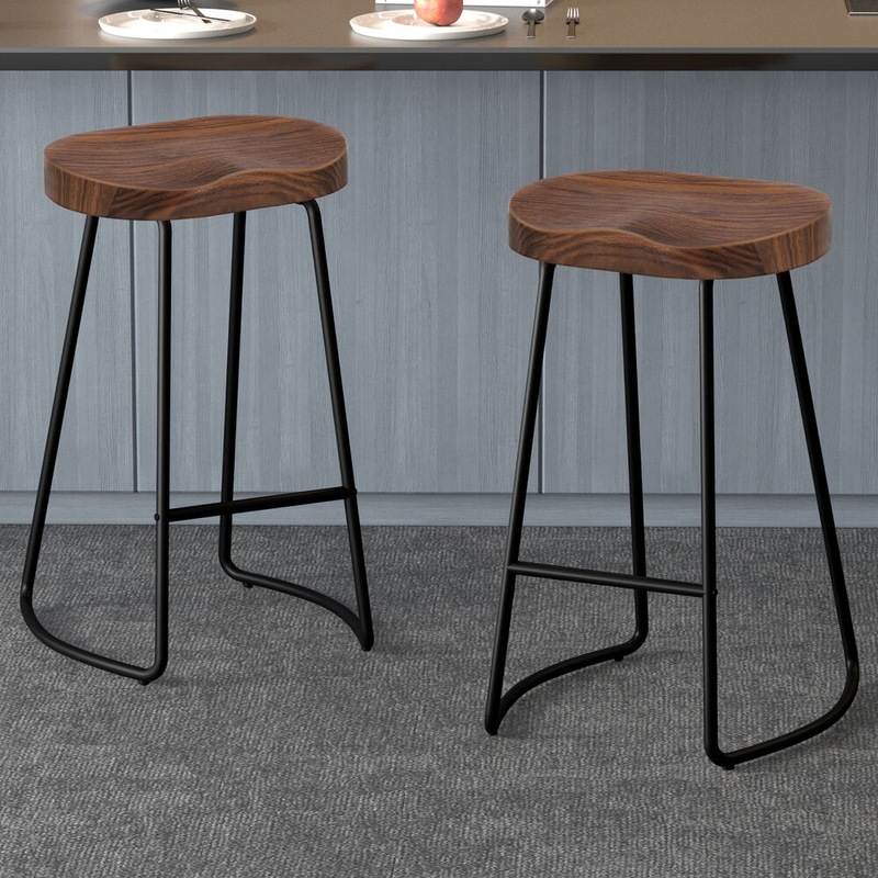 Buy ALFORDSON Bar Stools Set of 2 Retro Tractor (75cm, Dark Wood) MyDeal