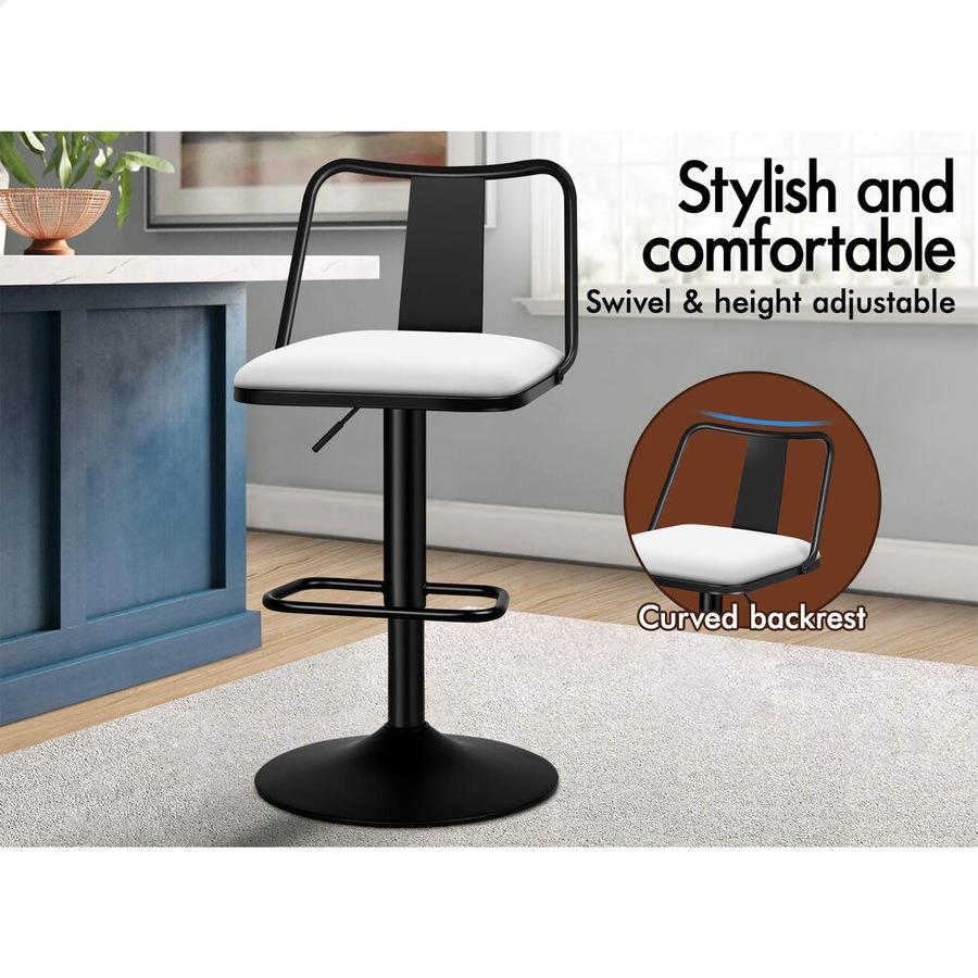 2x ALFORDSON Bar Stools Industrial Style White