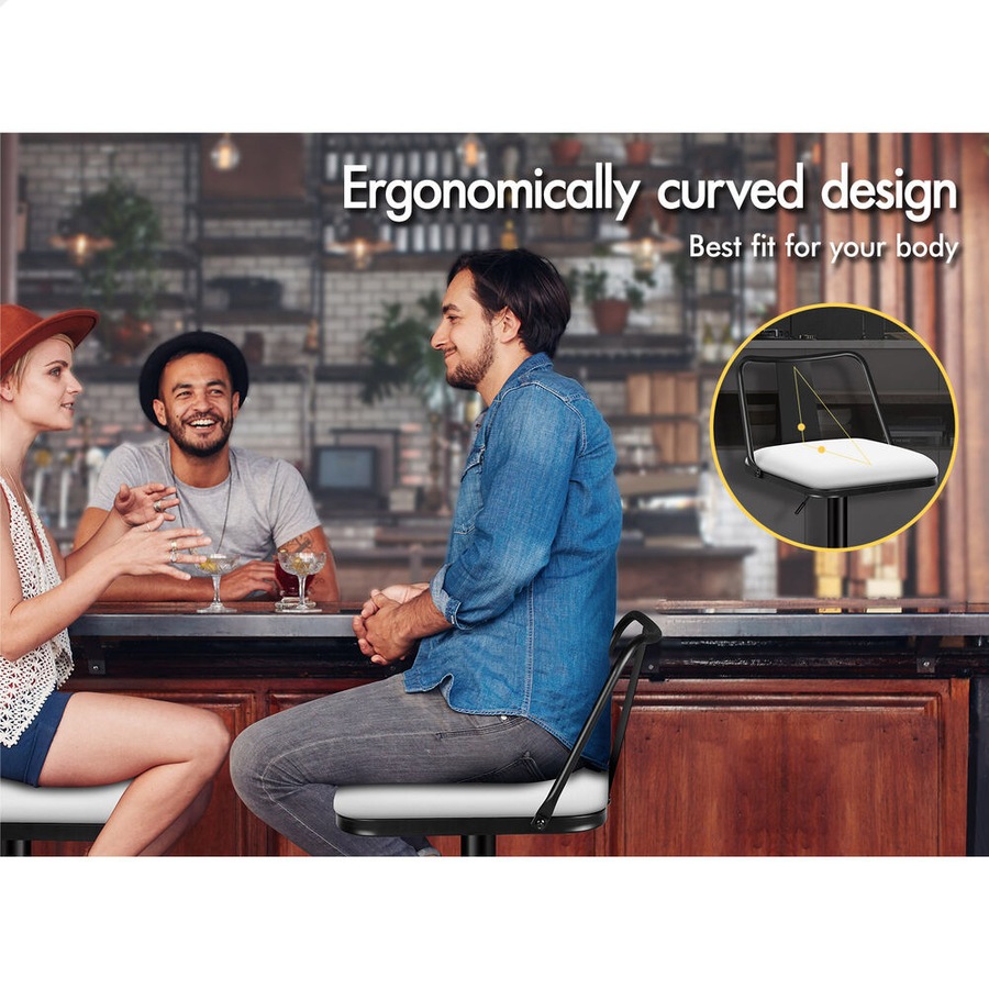 2x ALFORDSON Bar Stools Industrial Style White