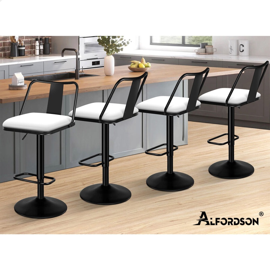 2x ALFORDSON Bar Stools Industrial Style White