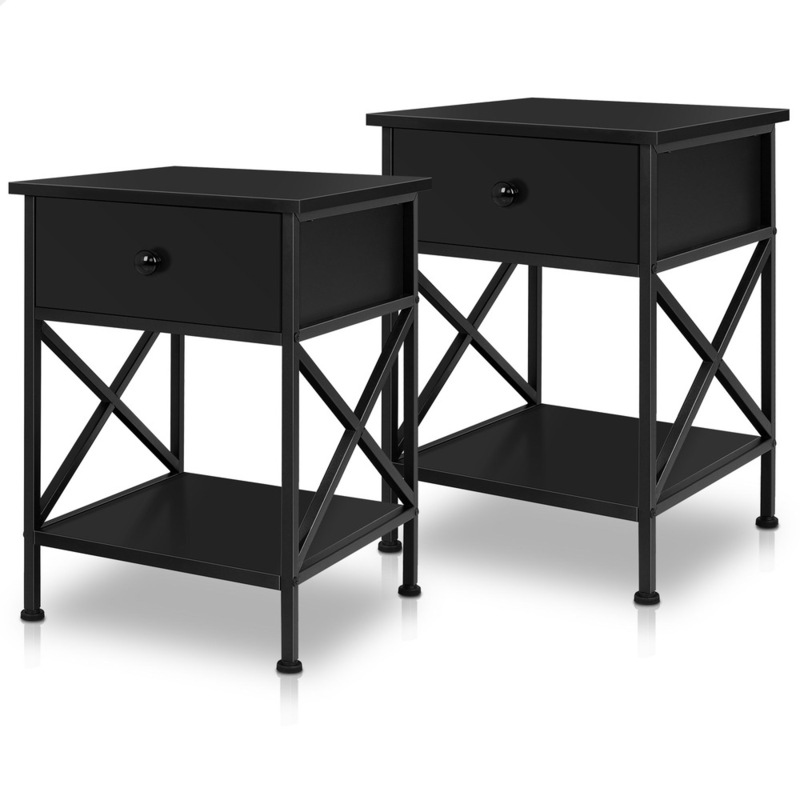 Buy ALFORDSON Set of 2 Bedside Table Coye Metal Frame Retro