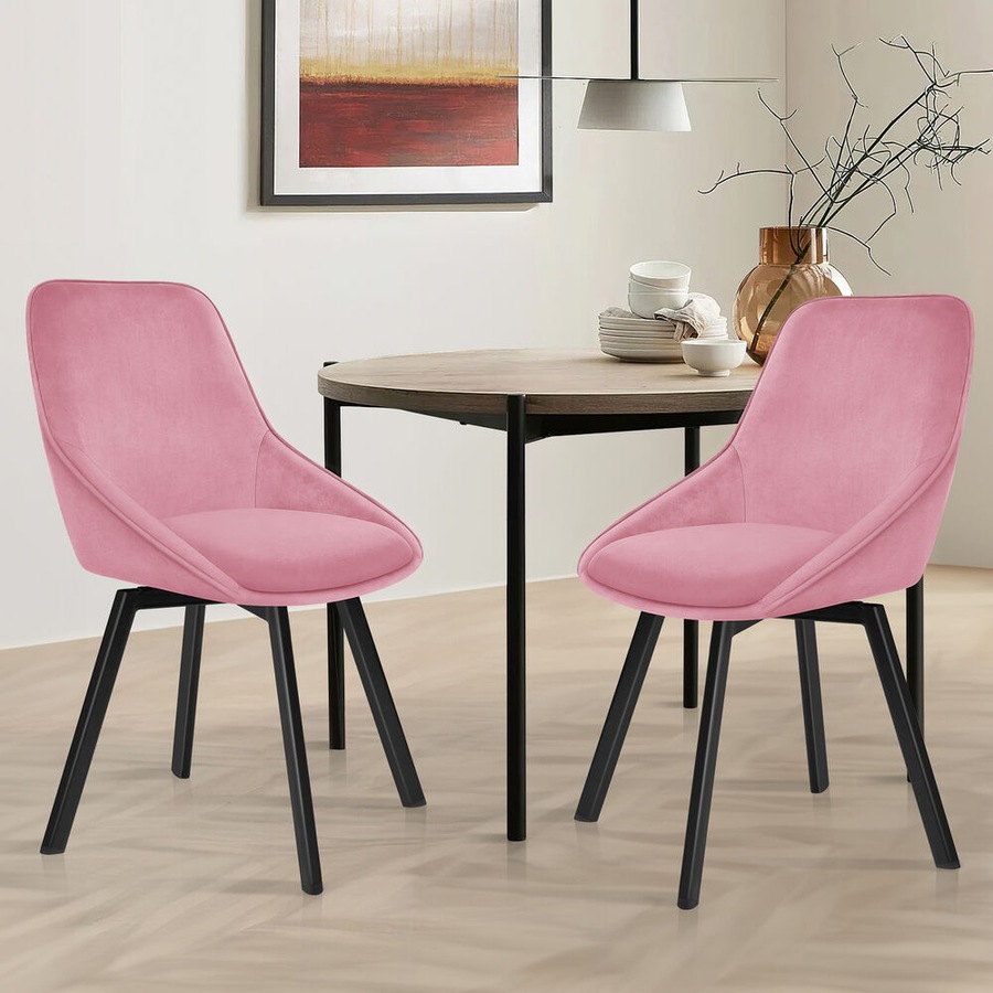 ALFORDSON Set of 2 Dining Chair Kitchen Velvet Pink
