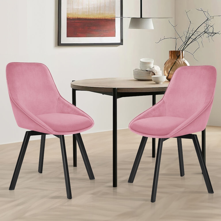 ALFORDSON Set of 2 Dining Chair Kitchen Velvet Pink