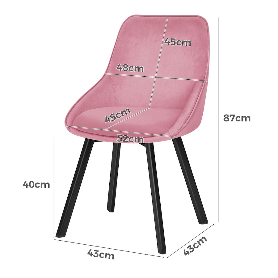 ALFORDSON Set of 2 Dining Chair Kitchen Velvet Pink